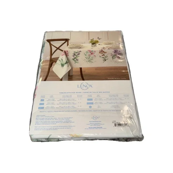 Lenox Butterfly Meadow Garden Polyester Rectangle Tablecloth, 60" x 84" New - Picture 3 of 5